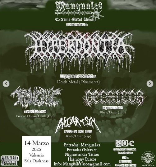 OPOSITOR + HYPERDONTIA + TROLLCAVE + ALTAR OF SIN 14/03/25 PUB DARKNESS (SDV)